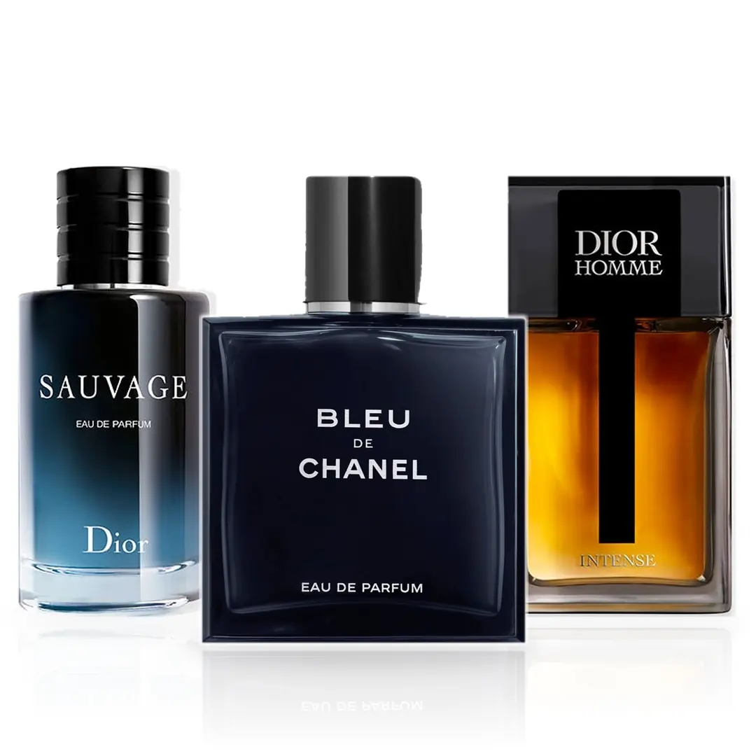 Pack de 3 Perfumes 100ML: Dior Sauvage, Chanel Bleu de Chanel y Dior Homme Intense