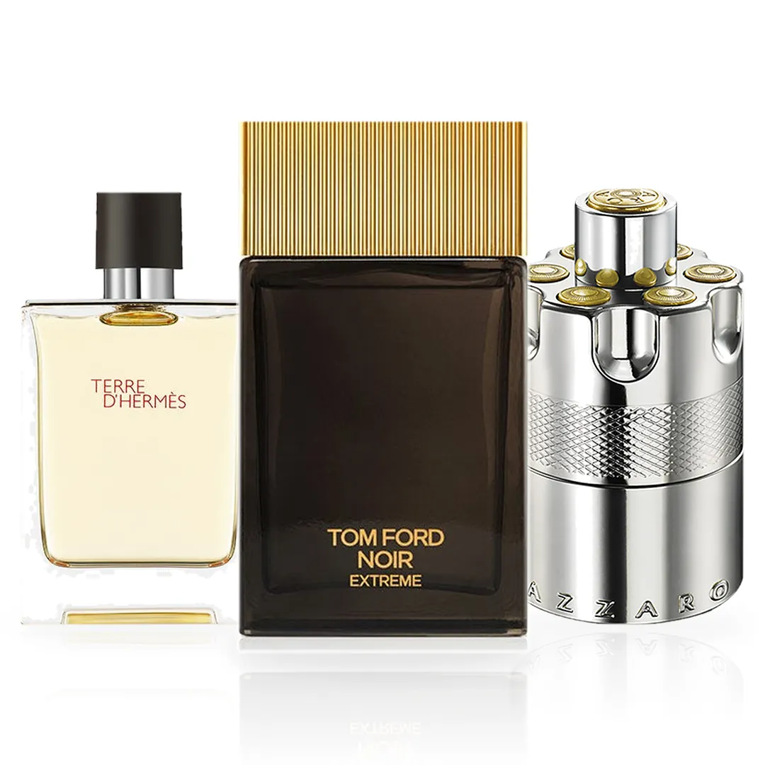 Pack de 3 Perfumes 100ML: Hermès Terre d'Hermès, Azzaro Wanted y Tom Ford Noir Extreme