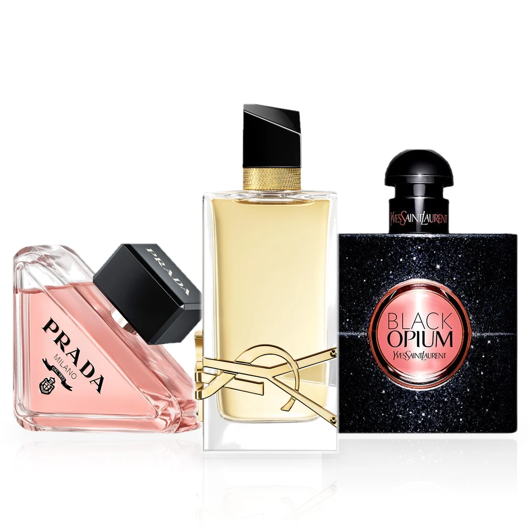Pack de 3 Perfumes 100ML: Prada Paradoxe, Yves Saint Laurent Black Opium y Yves Saint Laurent Libre