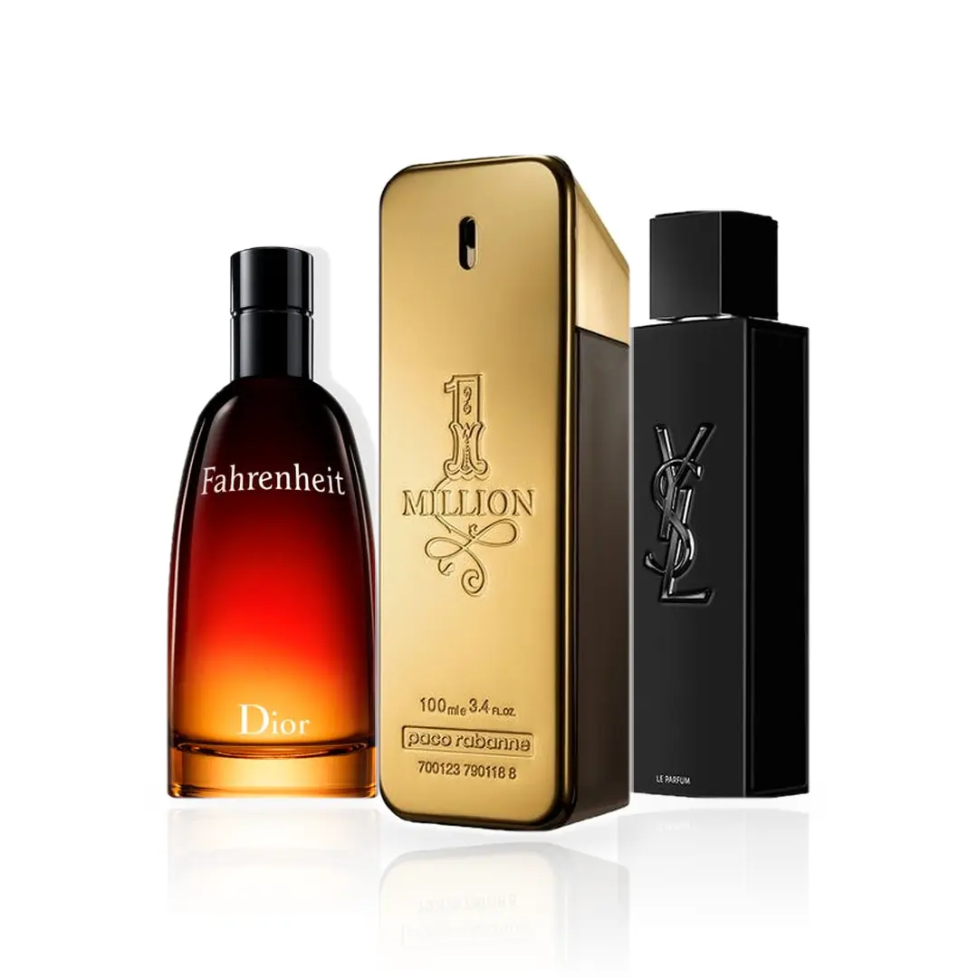 Pack de 3 Perfumes 100ML: Rabanne One Million, Dior Fahrenheit y Yves Saint Laurent MYSLF Le Parfum